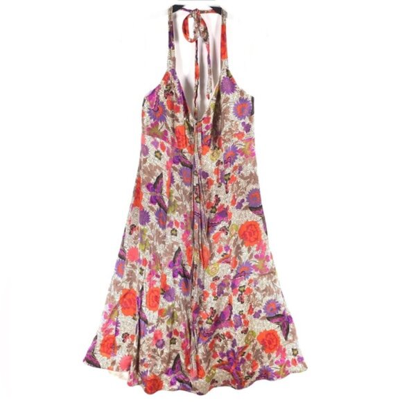 MONSOON 100% SILK Midi Dress KAI MAI POSH FOLK Multi Floral 652281